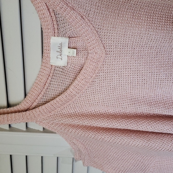 ANTHRO Deletta Oversized Cold Shoulder Waffle Knit Sweater Top, Small, Peach - Picture 4 of 13